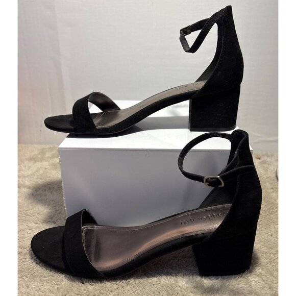 Madden Girl Shoes Lillian 10M Black Suede Block Heel Strap Sandals With Box EUC - Picture 6 of 11